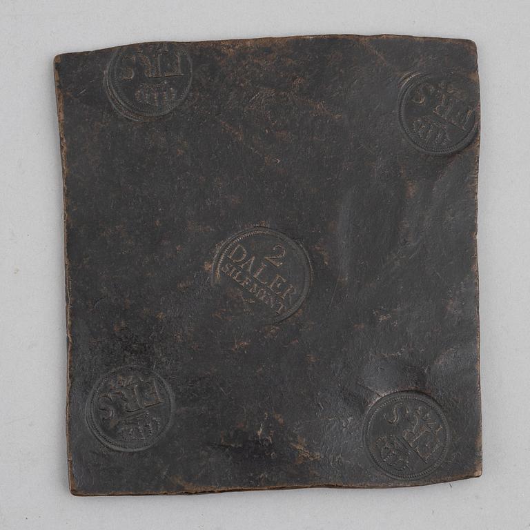 Fredrik I, plate coin, 2 daler SM, Avesta 1743.