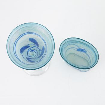 Bertil Vallien, skål, pokalglas och vaser 4 st.