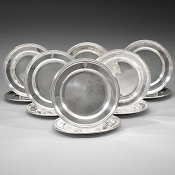 426. A set of 12 Swedish 19th century silver plates, Christian Hammer and Gustaf Möllenborg, Stockholm 1864-1875 (9+3).