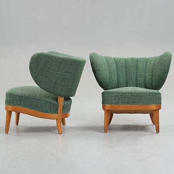 Otto Schulz, a pair of upholstered easy chairs, Boet, 1940's.