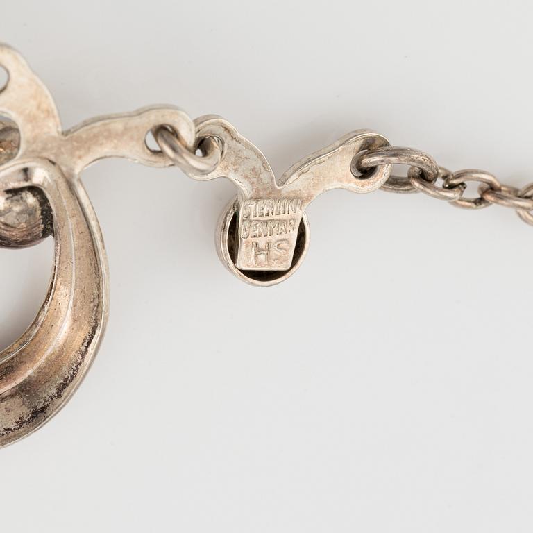 Herman Siersbol, bracelet and necklace, sterling silver with synthetic turquoise stones. Denmark.