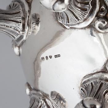 A Swedish rokoko-style silver coffee-pot, mark of Gustaf Theodor Folcker, Stockholm 1848.