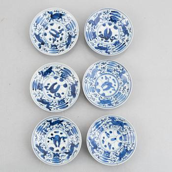 Fat, 6 st, porslin, Kina, sen Qingdynasti.