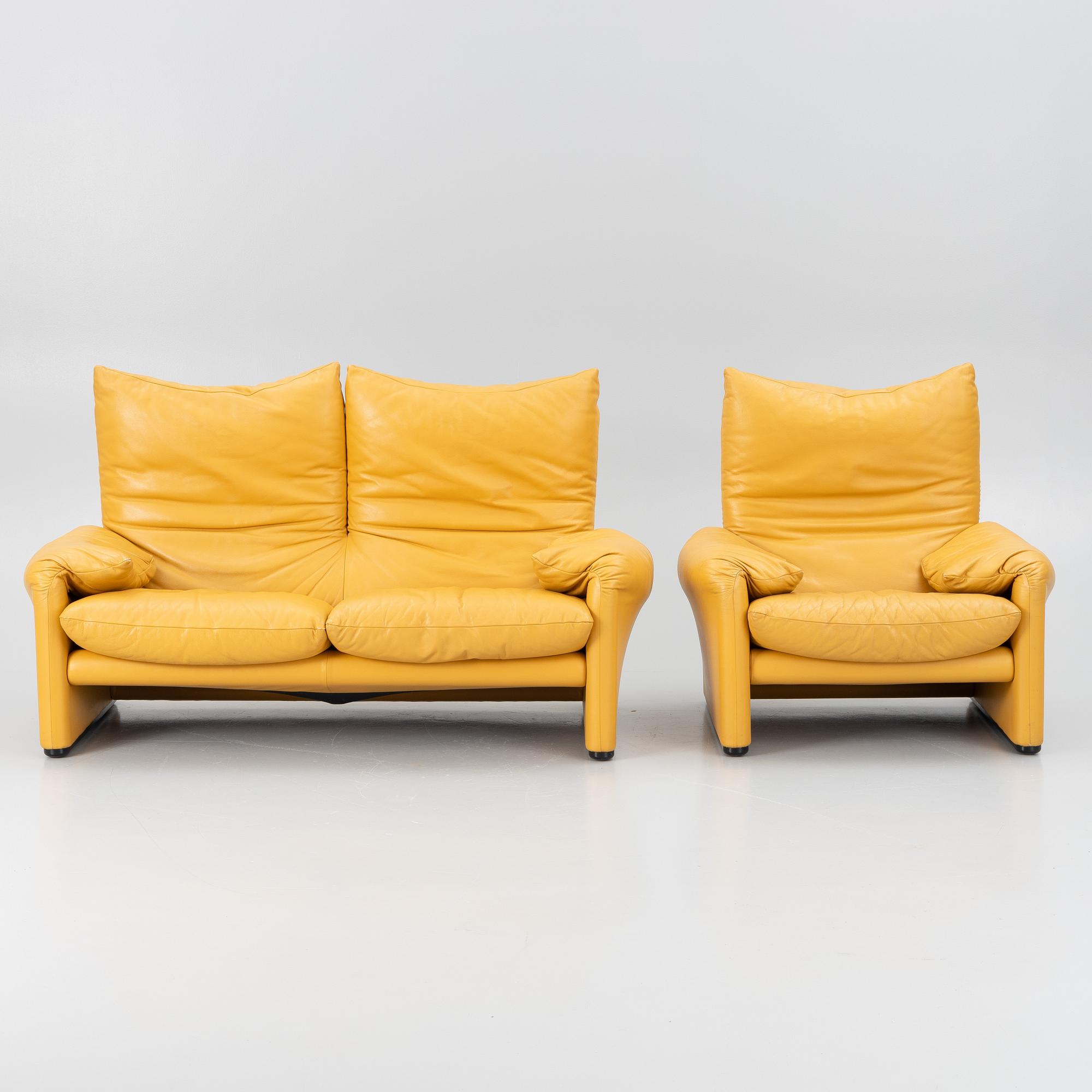 Vico Magistretti, soffa och fåtölj, "Maralunga", Cassina, Italien.