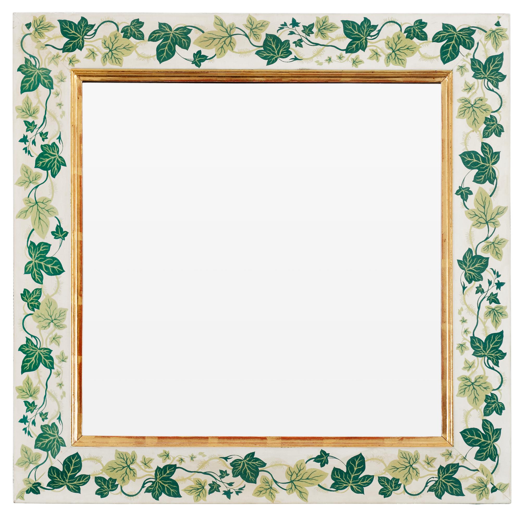 A Svenskt Tenn mirror attributed to Estrid Ericson, the frame covered in fabric.