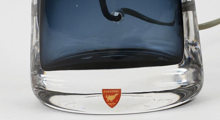 BORDSLAMPA, glas, Carl Fagerlund, Orrefors, sign.