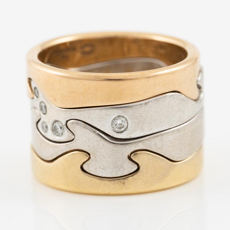 Georg Jensen, ring, "Fusion", 4 delar, 18K guld och vitguld, med briljantslipade diamanter.