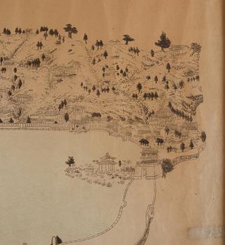 A print of map over the Summer Palace, Qing dynasty.