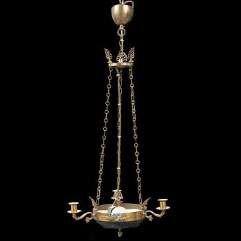 A three light hanging lamp, 20th ct.