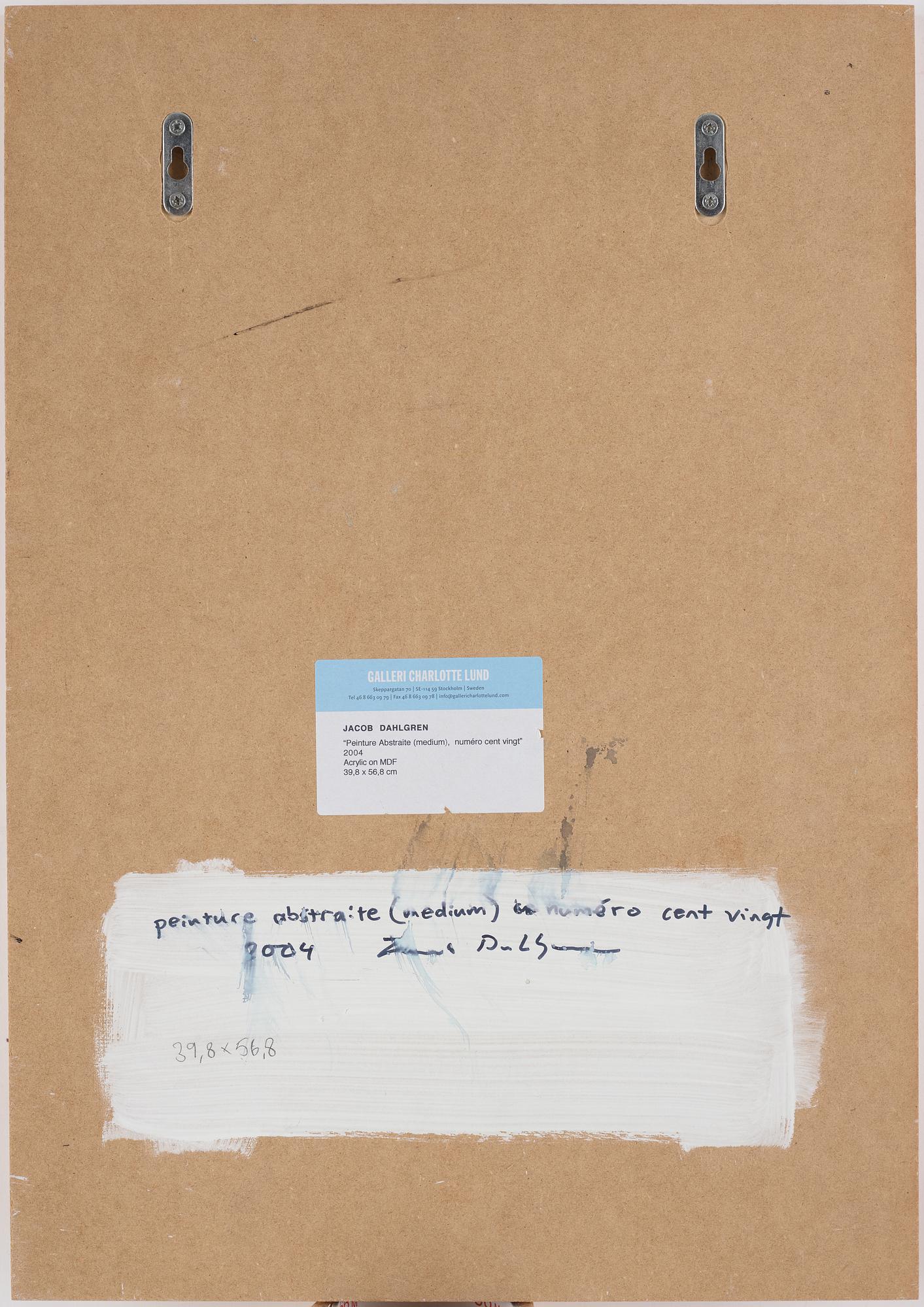 Jacob Dahlgren, signerad och daterad 2004 a tergo.