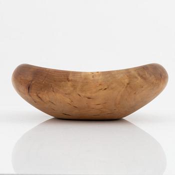 A birch bowl, signed PS, end of the 20th Century.