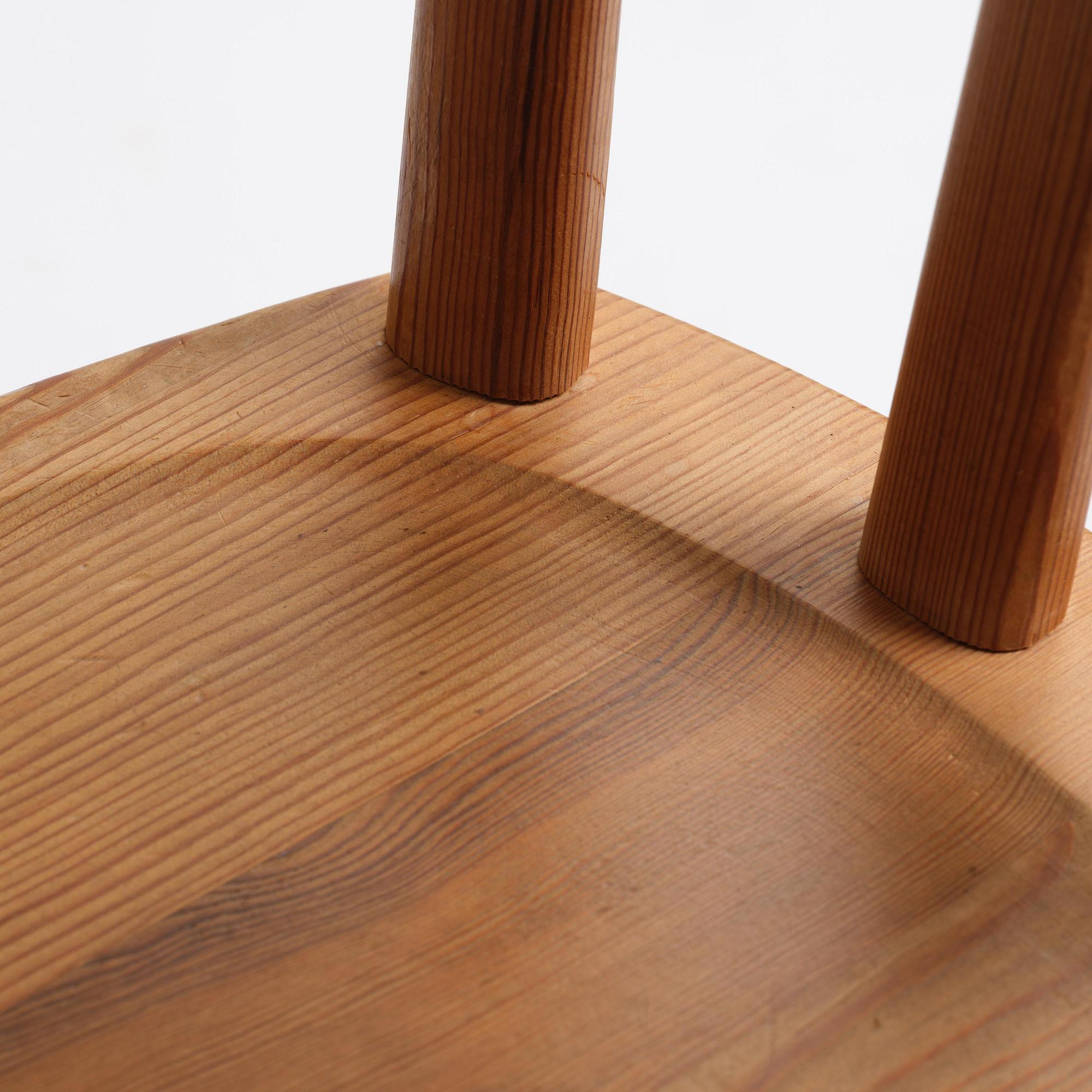 Axel Einar Hjorth, a set of six stained pine "Utö" chairs, Nordiska Kompaniet, Sweden, 1930s.