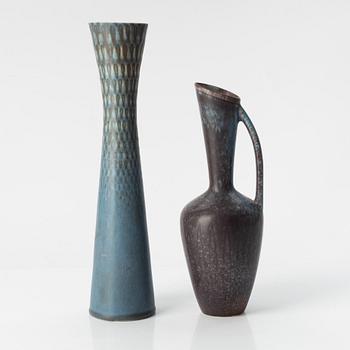 Carl-Harry Stålhane, a stoneware vase, Rörstrand, and Gunnar Nylund, a stoneware vase, Rörstrand.