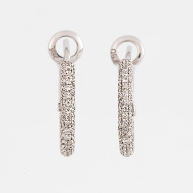 Brilliant-cut diamond pavé earrings.