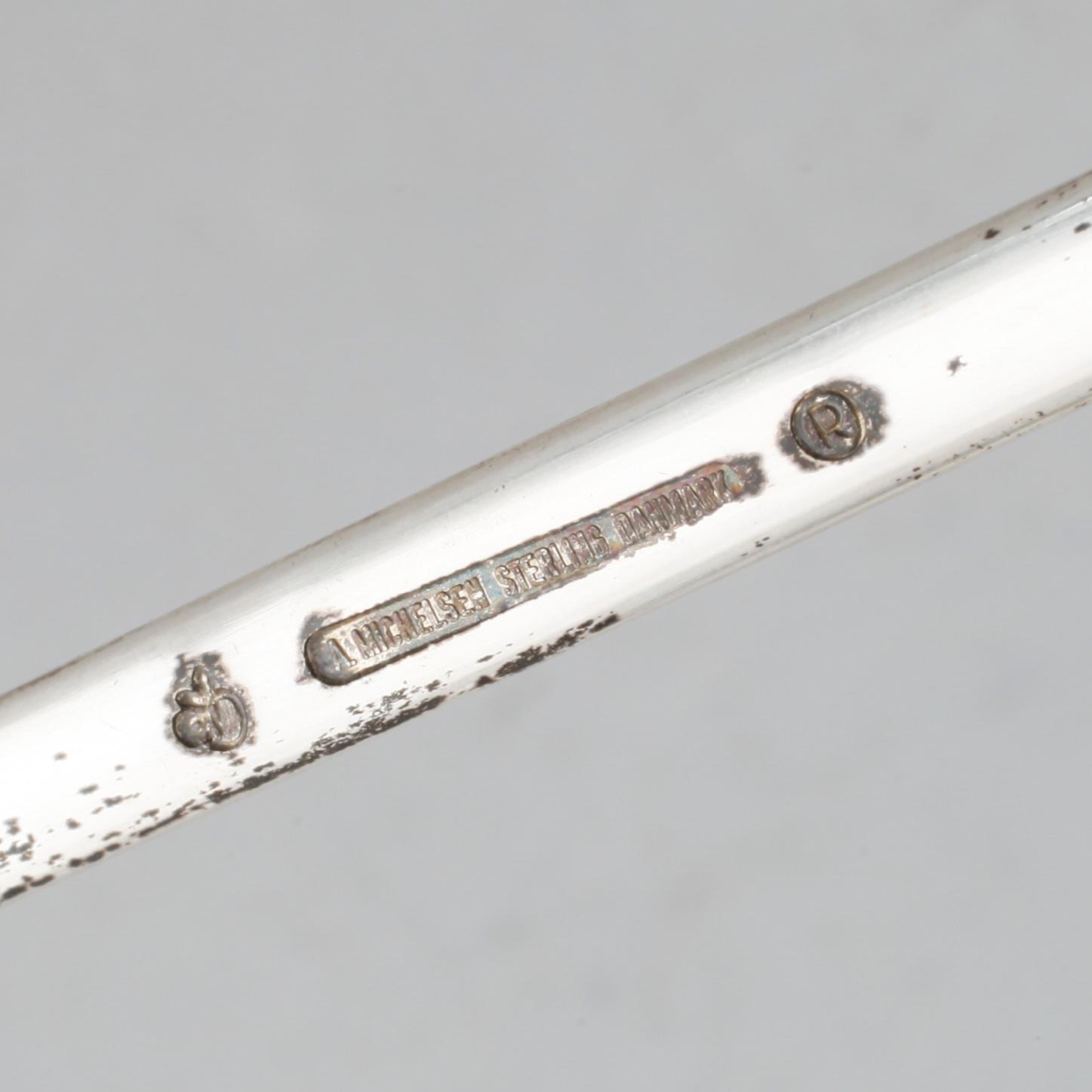 Cocktail jug and stirrer in glass and silver by Anton Michelsen, Denmark, mid/third quarter of the 20th century.