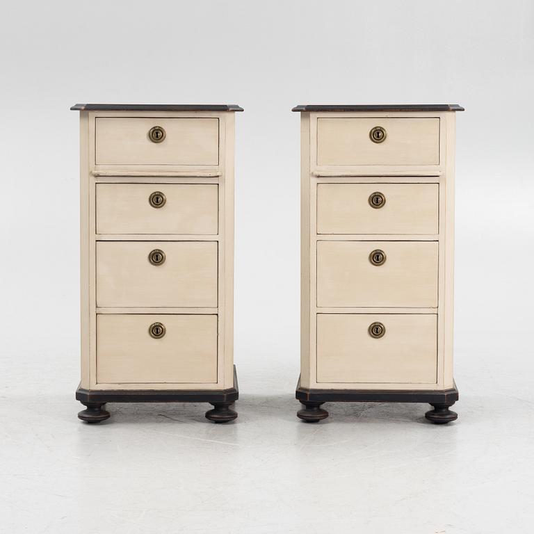 A pair of painted bedside tables, early 20th Century.