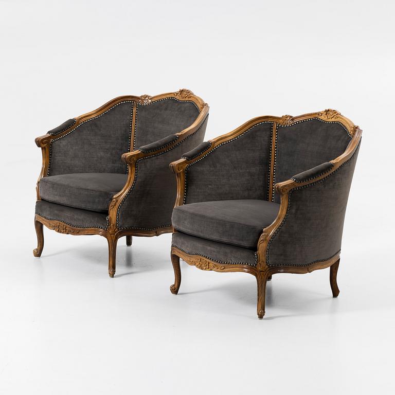 Armchairs, a pair, Rococo style, 20th century.