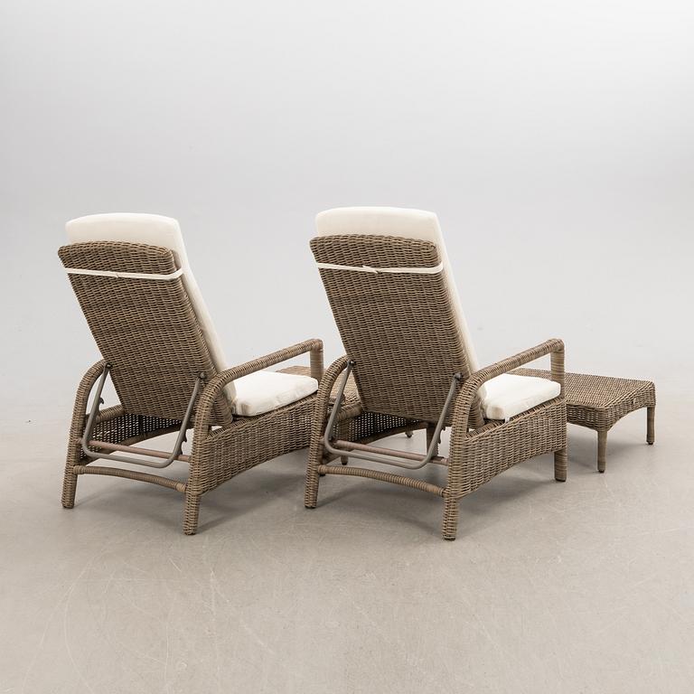 Loungefåtöljer med fotpallar, ett par, Artwood, 2000-tal.