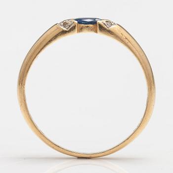 SORMUS, 14K kultaa, safiiri, timantteja n. 0.015 ct yht. Kultakeskus, Hämeenlinna 1999.