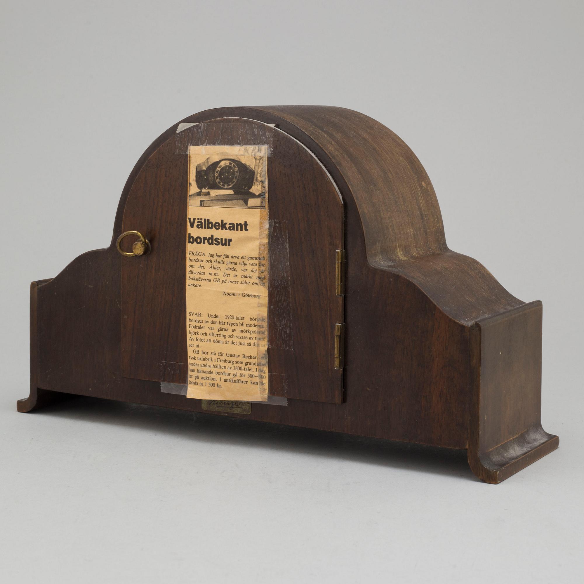 A 1920s mantle clock by Gustav becker, Kienzle, Germany.