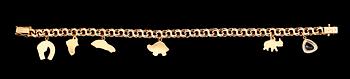 BERLOCKARMBAND, 18 k guld, 1959, bismarcklänk. Vikt ca 13 gram.