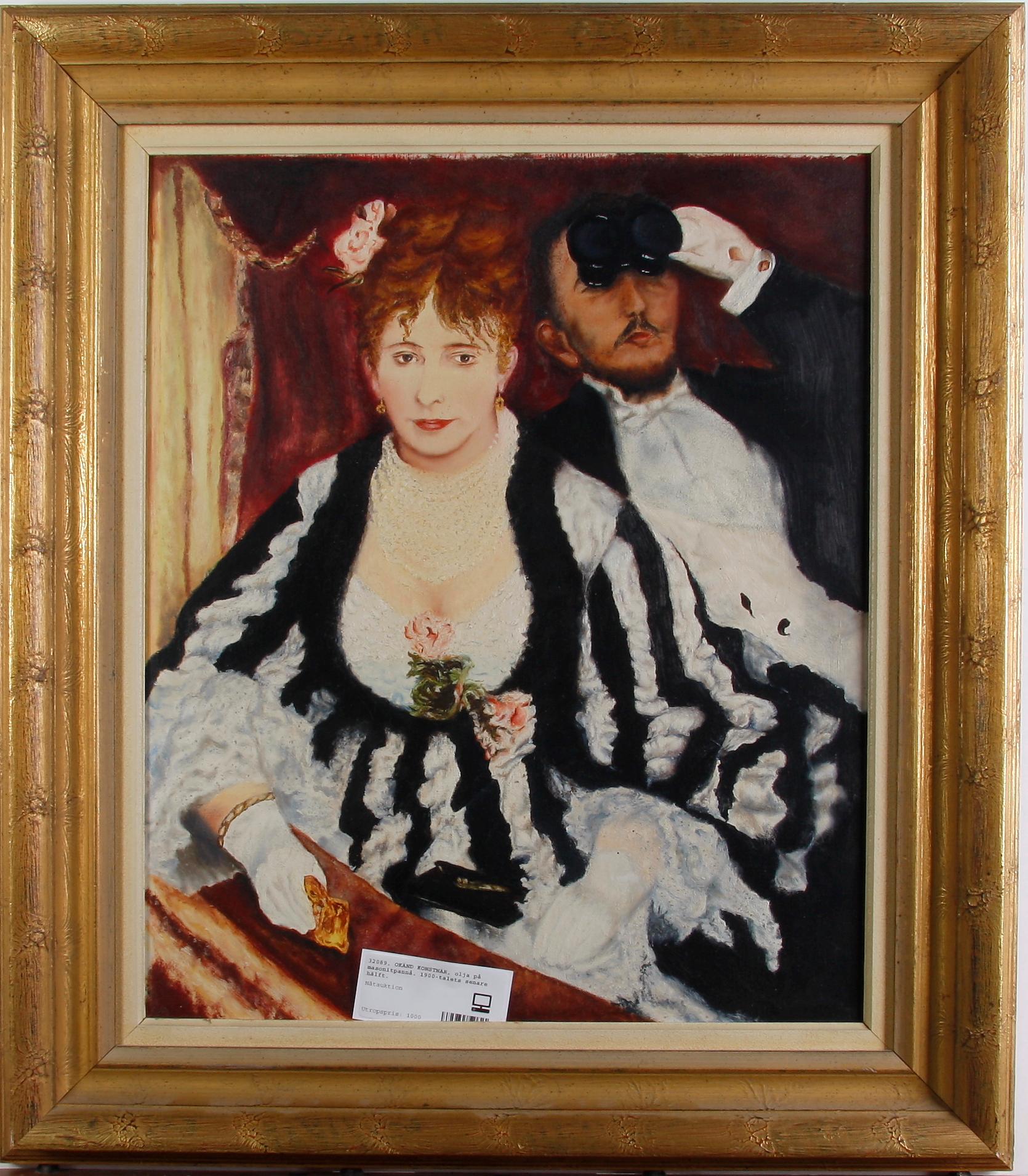 OKÄND KONSTNÄR, olja på masonitpannå. 1900-talets senare hälft.
