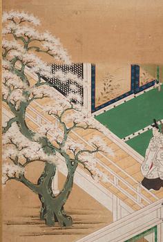 A Japanese six fold screen, Edo period (1603-1868).