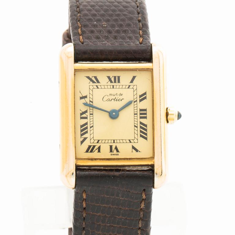 MUST de CARTIER, Tank Vermeil,  armbandsur, 23 x 23 mm.