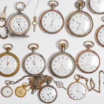 Collection of pocket watches, 63 pieces, "No reserve", various materials.