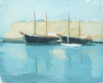 121. Gustav Rudberg, "Båtar i hamn, Hven" (Boats in the harbour, Hven).