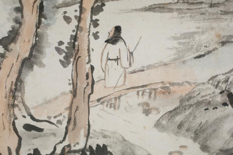 A framed scroll painting, attributed to Gu Kunbo (1905-1970).