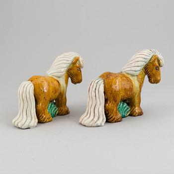 GUNNAR NYLUND, two stoneware sculptures of horses, Rörstrand, Sweden mid 20th century.