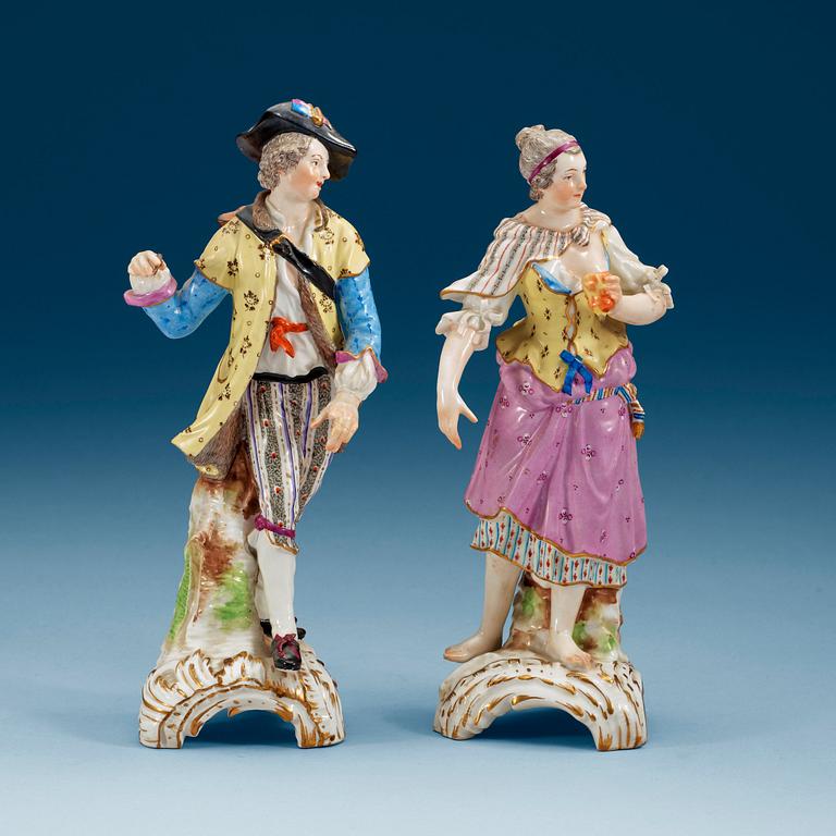 A pair of Berlin figures, 19th Century.