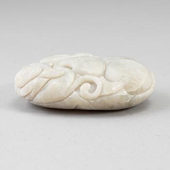 A Chinese carved sculpture of a monkey , louts and calebass fruit. 20th Century.