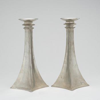 A pair of Just Andersen pewter candlesticks, Denmark 1920's-30's.