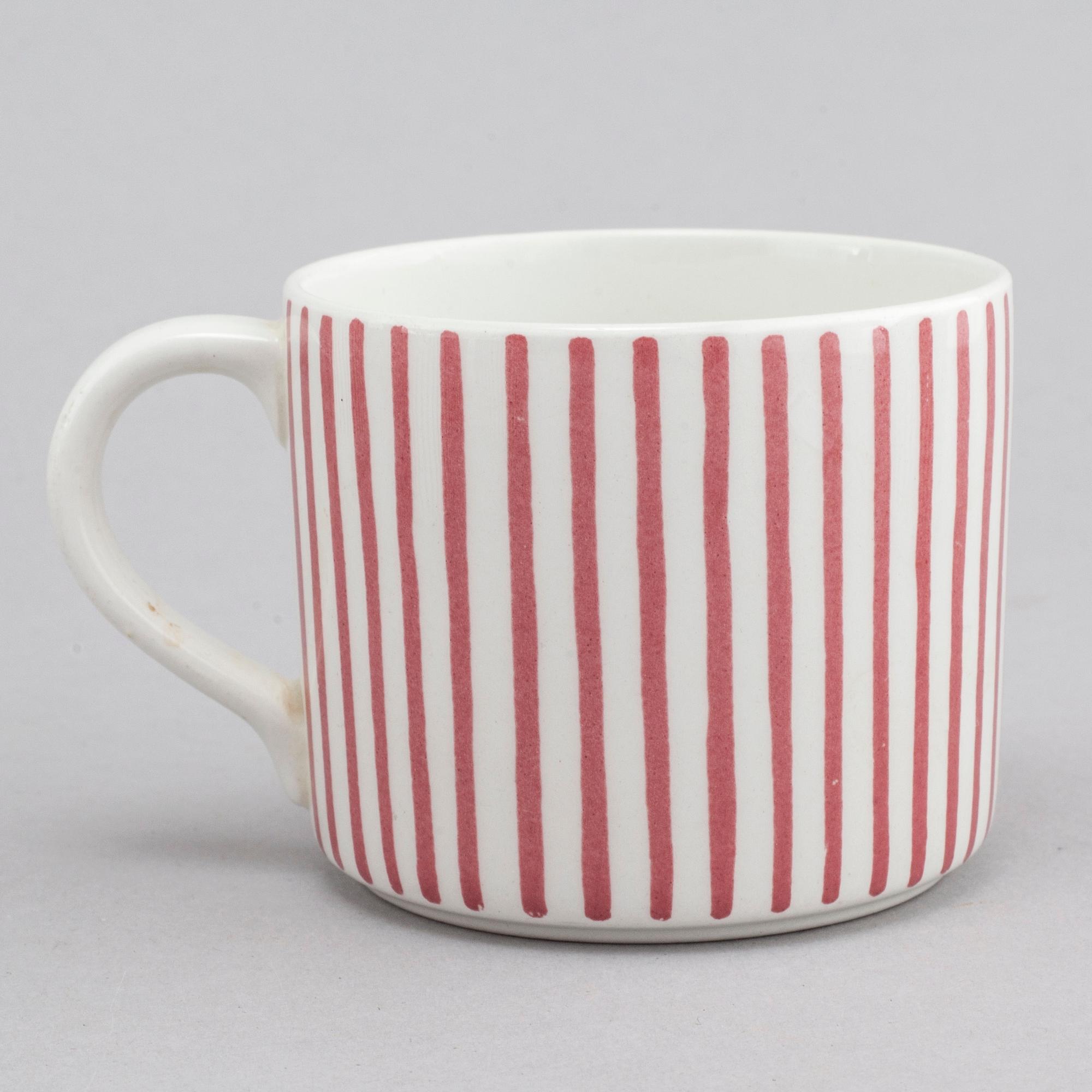 HERTHA BENGTSON, kaffeservis, nio delar, porslin, "Kadett Röd", Rörstrand, formgiven 1954.