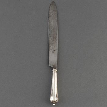 Petter Åkerman, transcherkniv, silver,  Stockholm 1771. Rokoko.