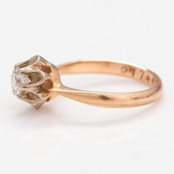 A 14K gold ring with a ca. 0.50 ct diaomond. Russia.