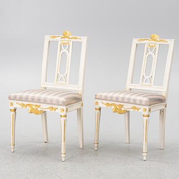 A pair, of Gustavian, Lindome, chairs, circa 1800.