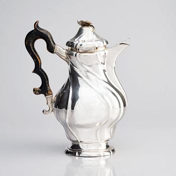 A Swedish Rococo mid 18th century silver coffee-pot, mark of Per Schotte, Skänninge 1763.