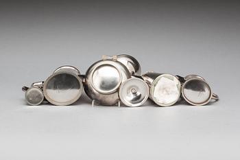 PARTI SERVERINGSTILLBEHÖR, 6 delar, vitmetall. Bland annat August Wellner Söhne, Original Wellner, Tyskland, 1900-tal.