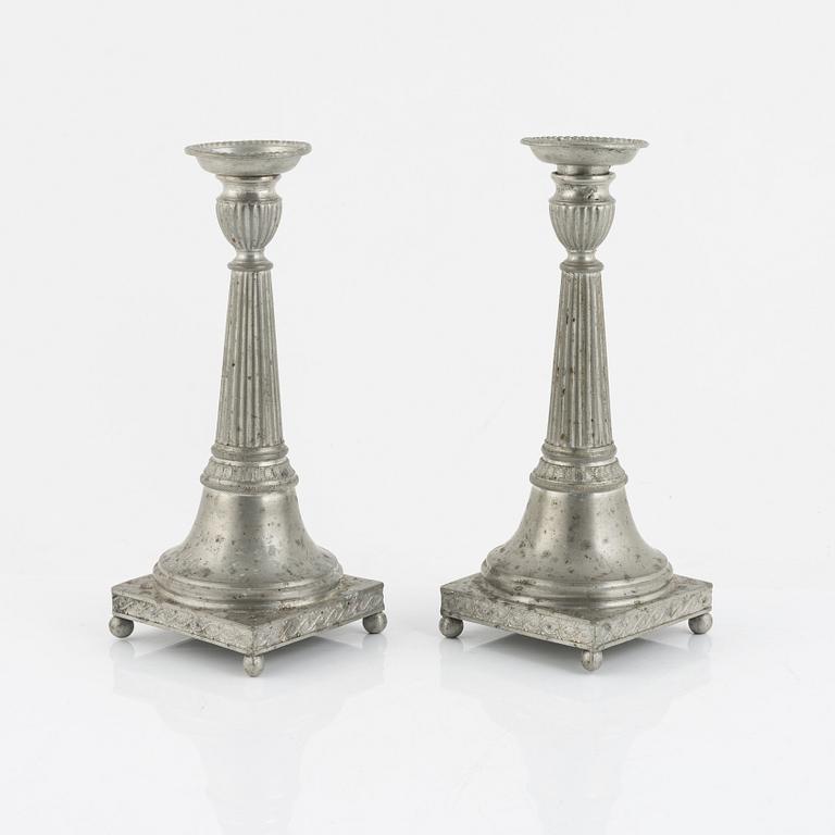 Nils Erik Justelius, a pair of pewter candlesticks, Eksjö, 1817.