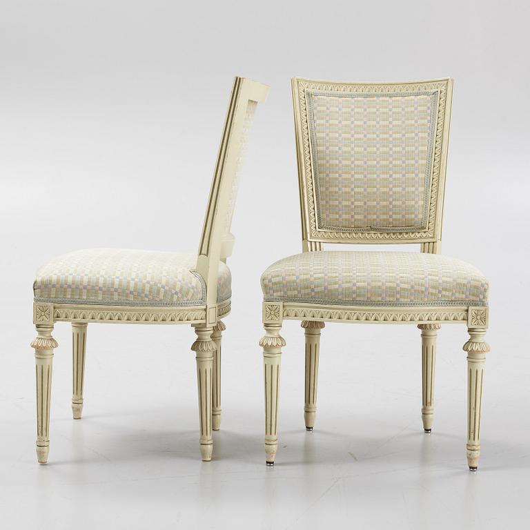 A set of eight Gustavians chairs, 20th Century.