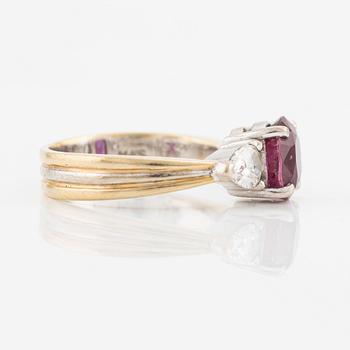 Ring, with ruby and pearl-cut diamonds,