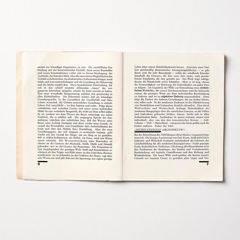 Book, Walter Gropius, "Internationale Architektur" (Bauhausbücher 1), 1927, inscribed to Gunnar Asplund.