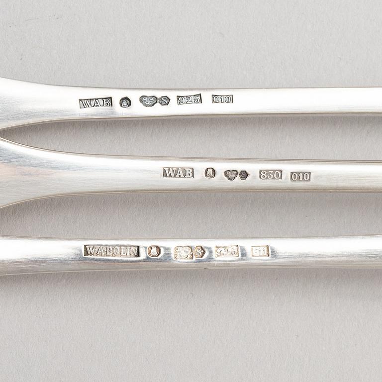 Set of three sterling silver spoons, designed by Barbro Littmarck, W.A. Bolin, Stockholm 1988-2004.