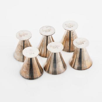 Wiwen Nilsson, cocktail glasses, 6 pcs., silver, Lund, 1957-63.