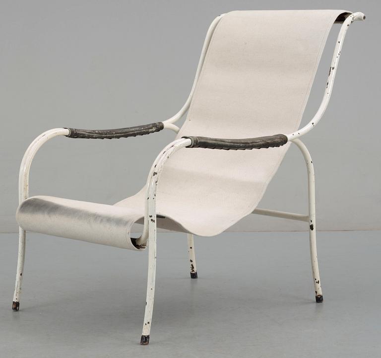 A Gustaf Isak Claesson lacquered metall and canvas easy chair, ca 1930.