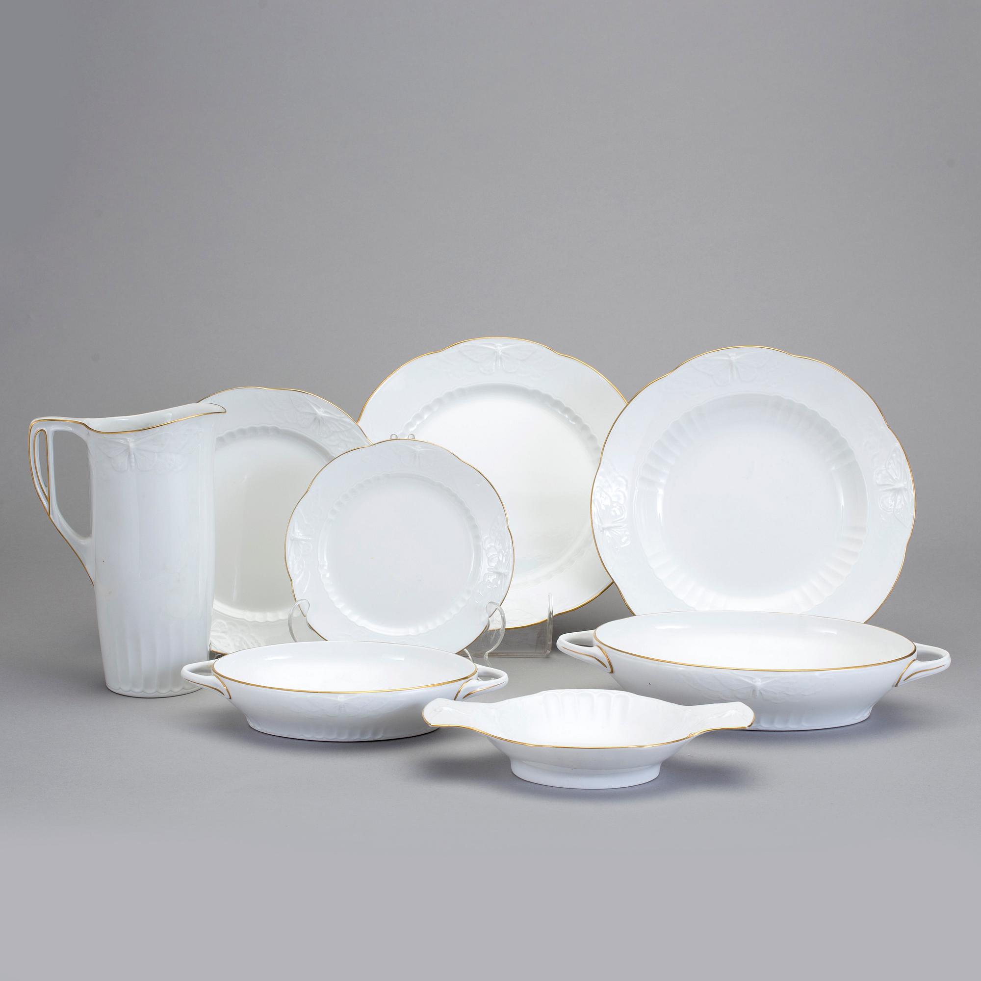 MATSERVIS, 83 delar, fältspatporslin, "Trollslända", Alf Wallander, Rörstrand, jugend, omkring 1910.