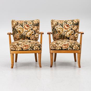 Einari Kyöstilä, fåtöljer, ett par, Oy Stockmann Ab, Kervo Snickerifabrik, Finland, 1940-tal.